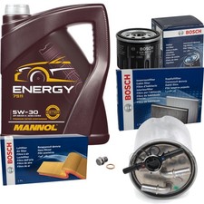 BOSCH Inspektionspaket 5 L MANNOL Energy 5W-30 für Suzuki Jimny FJ 1.5 DDiS 4x4