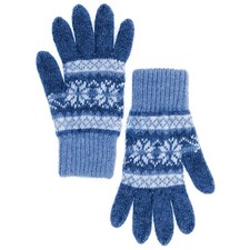 Blue Knit Gloves Snowflake Pattern Wool Gloves Men's/Women's Warm Gloves