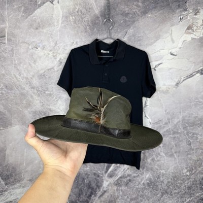 Vintage Barbour  Wax Green Wide Brim Fedora Hat!