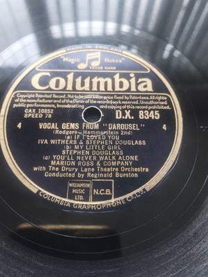 Columbia Vocal Gems From ''Carousel'' Marion Ross & Company D.X. 8345 78RPM