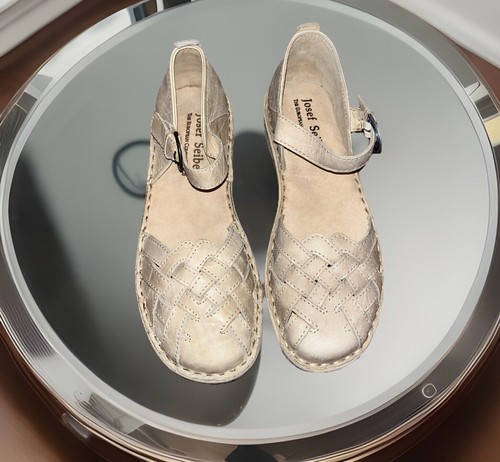 Josef Seibel All Leather Beige Francesca 05 Woven Comfort Flat Sandals Sz37 7 - Picture 19 of 21