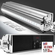 Motorcycle Speakers with LED Lights, Waterproof Bluetooth Handlebar Sound