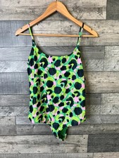 Only Swimsuit Size XL Green Animal Leopard Funky Print Low Back One Piece Swim