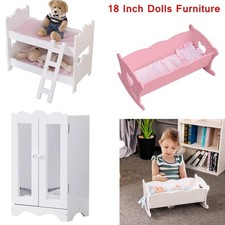 18 Inch Wooden Doll Closet Wardrobe/Baby Dolls Bunk Bed/Dolls' Cradle Crib Cot