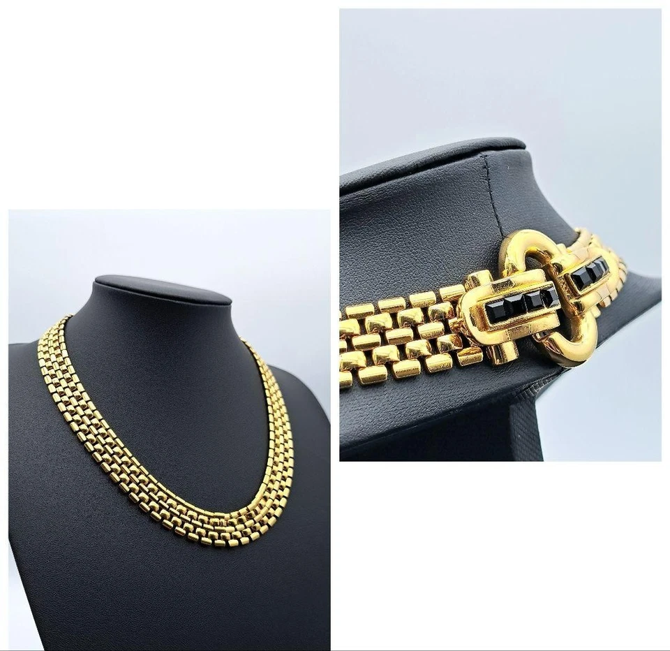 Auténtico Collar Gargantilla Colgante GIVENCHY Logo Tono Dorado Y2K Hermoso Ónix Foto 3 de 4