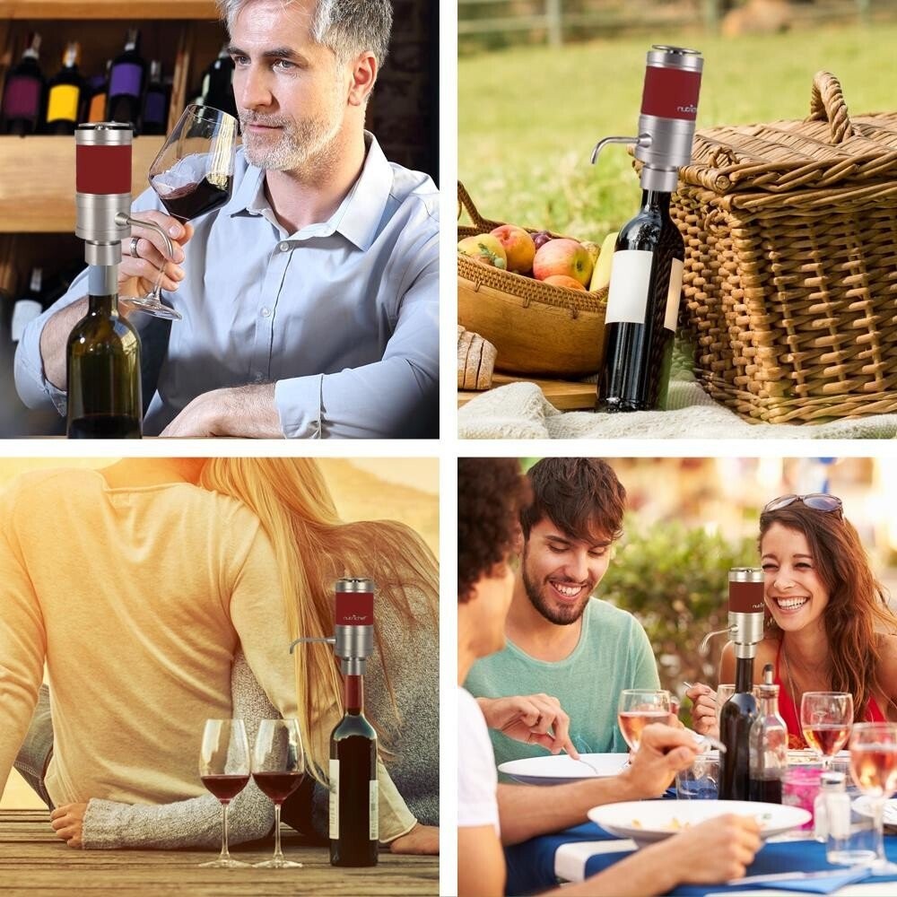 NutriChef Wine Dispenser, Automatic Electric Wine Aerator Pourer for Red & White