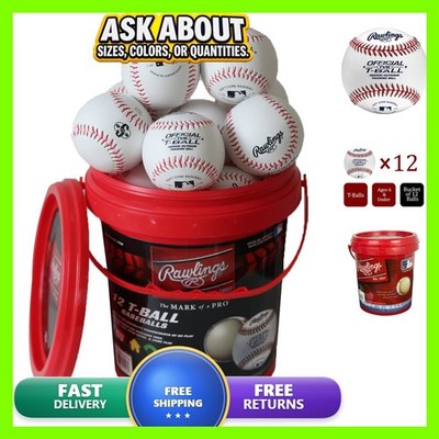 Rawlings Official TVB T-Balls Youth/6u Bucket 12 Count Sponge Rubber Core White