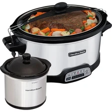 Hamilton Beach Programmable Slow Cooker with Party Dipper, 7 Quart Capacity, Sta