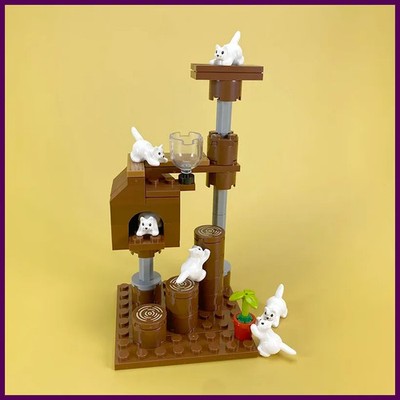 MOC City Cattery Building Blocks Cats House Farm Parts Blocks for Boys Girls DIY
