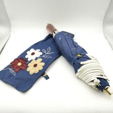 Burberry Folding Umbrella For Both Sunny And Rainy Days Navy Floral Pattern Wome