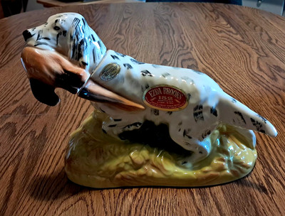 EZRA BROOKS WHISKEY DECANTER HUNTING DOG WITH PHEASANT HERITAGE CHINA 1970