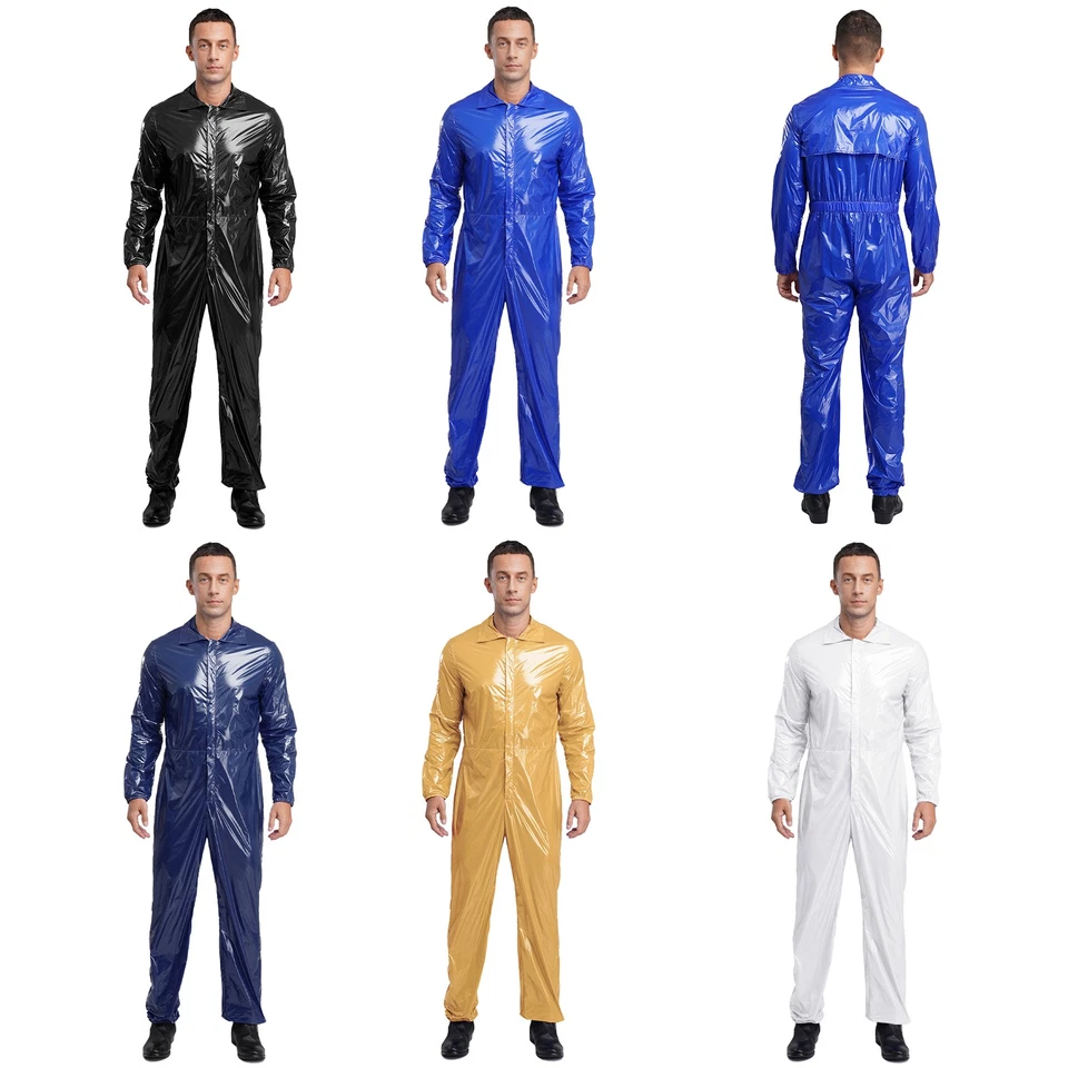 Mens Jumpsuit Playsuit Bodysuit Dustproof Mechanic Long Sleeve One Piece Solid - Image 4 of 4