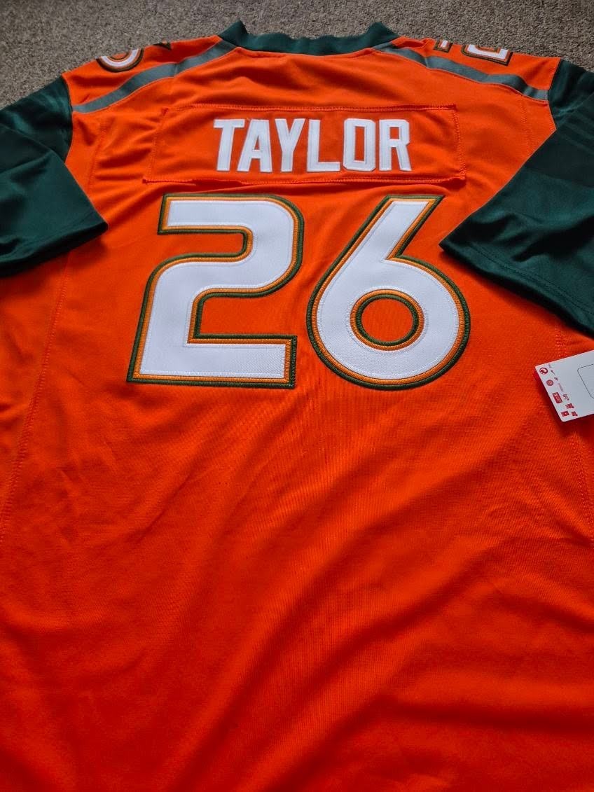 SEAN TAYLOR MIAMI HURRICANES #26 College ORANGE Throwback SEWN