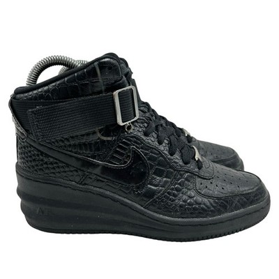 Nike Lunar Force 1 Sky Hi High Women Size 7.5 US 654850-001 Snakeskin Black Croc