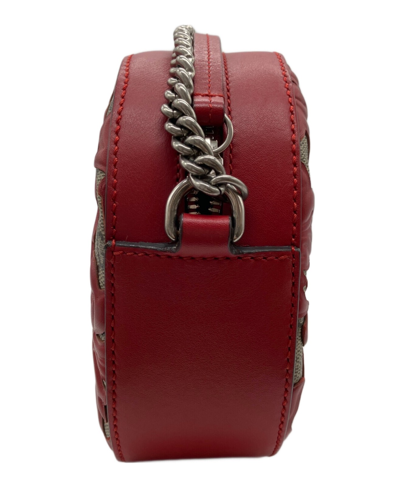 GUCCI Chain Shoulder Bag Red Beige Leather Italy Model 409535 SN2597 thumbnail 15