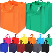 12 Pack Heavy Duty Reusable Grocery Bags - Large Shopping Totes Reinforced Handl