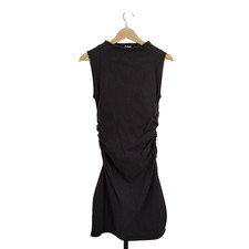Quince Women Stretch Cotton Jersey Mock Neck Mini Dress Black S