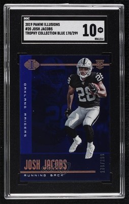 2019 Illusions Trophy Collection Blue /299 Josh Jacobs SGC 10 GEM Rookie RC 0d8r
