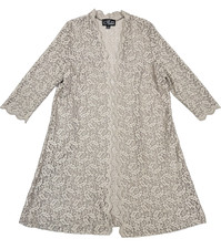 Alex Evenings Women's Medium Tan Glitter Lace Long Jacket Formal Party Cocktail