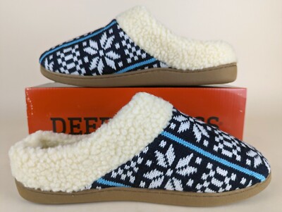 Deer Stags Men\'s Navy Fair Isle Knit Faux Fur Lodge Slipper Size L / 11-12 Deer Stags Men main image 2
