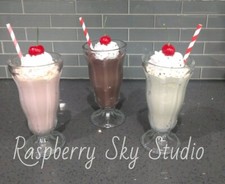 New Handmade Faux Fake Ice Cream Milkshake Vanilla Chocolate Strawberry Prop