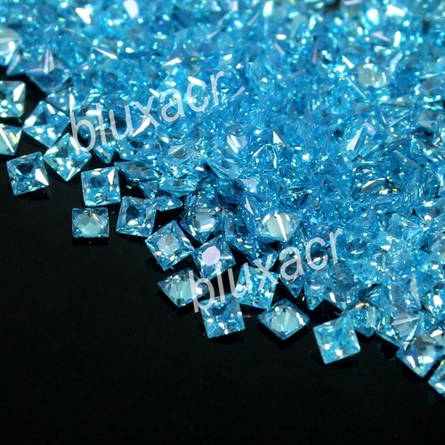 10 Pcs Lot Natural Brazil Blue Aquamarine Calibrated 2.75 mm Princess Gemstone - Picture 2 of 6