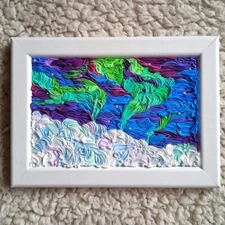 Northern Lights, a painting made of light polymer clay, handmade