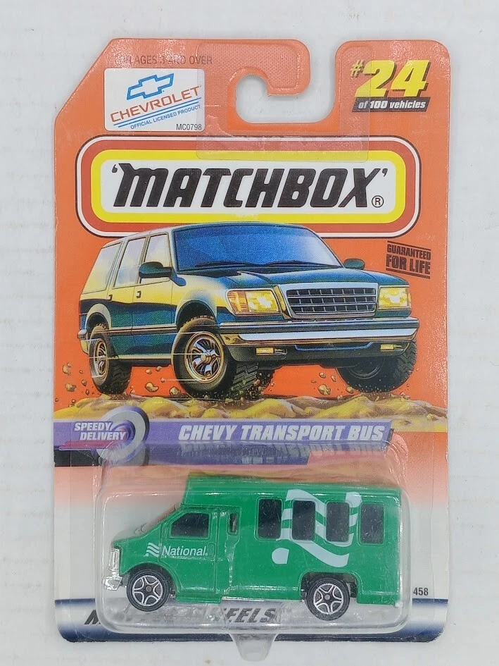 1999 年火柴盒雪佛兰运输巴士 #24 Carded NOS Deadstock 快速交货 — 第 2/3 张图片