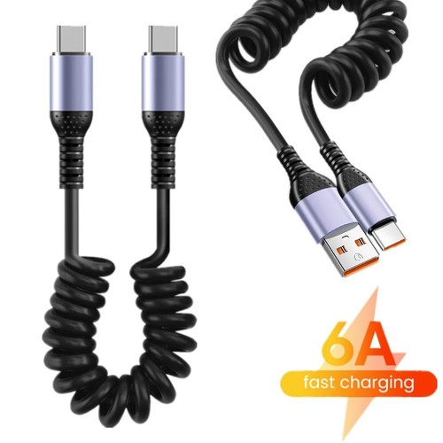 25CM A 1M Cavo di ricarica corto a molla Retrattile Cavo USB C A Tipo C