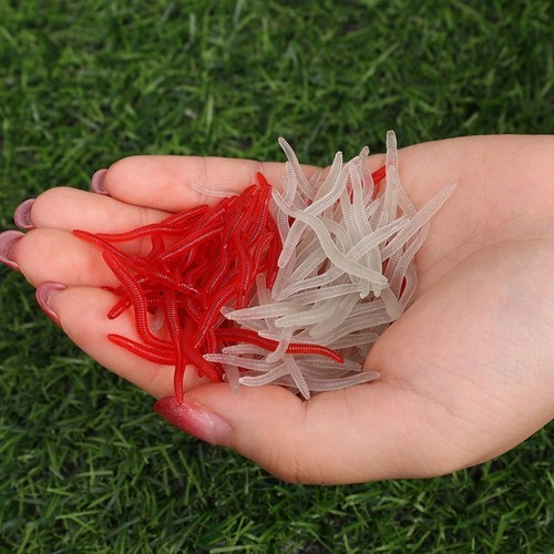 Red Worm Soft Lure Earthworm Ice Winter Fishing Silicone Artificial - Picture 5 of 14