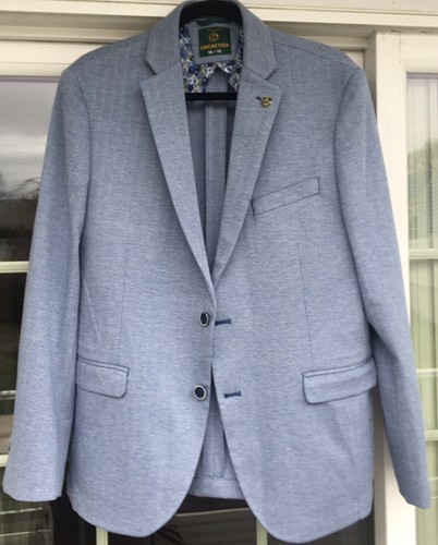 CRICKETEER Mens Blue & White Herringbone Stretch Sports Coat Blazer 42S NEW