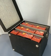 Vintage 35mm Slide Storage Cube Case With 12 Sleeves Cases, Carry Handle 1950 s