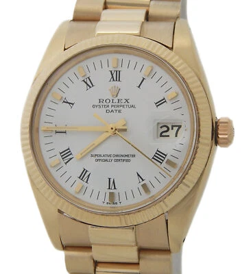 Vintage Rolex Date 1503 Herren 14K Gelbgold Uhr 34mm mit weißem römischem Zifferblatt - Bild 1 von 4
