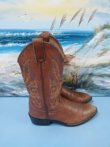 Justin Boots Boys Brown Boots Sz 4.5 D Youth - Picture 5 of 11