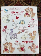 American Greetings AGC Vintage Valentines Day Animal Stickers 1 Sticker Sheet