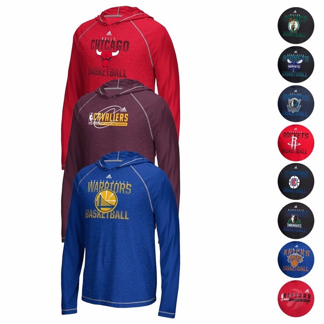 NBA Adidas "Fade Away" Hooded Long Sleeve Climalite Performance T-Shirt