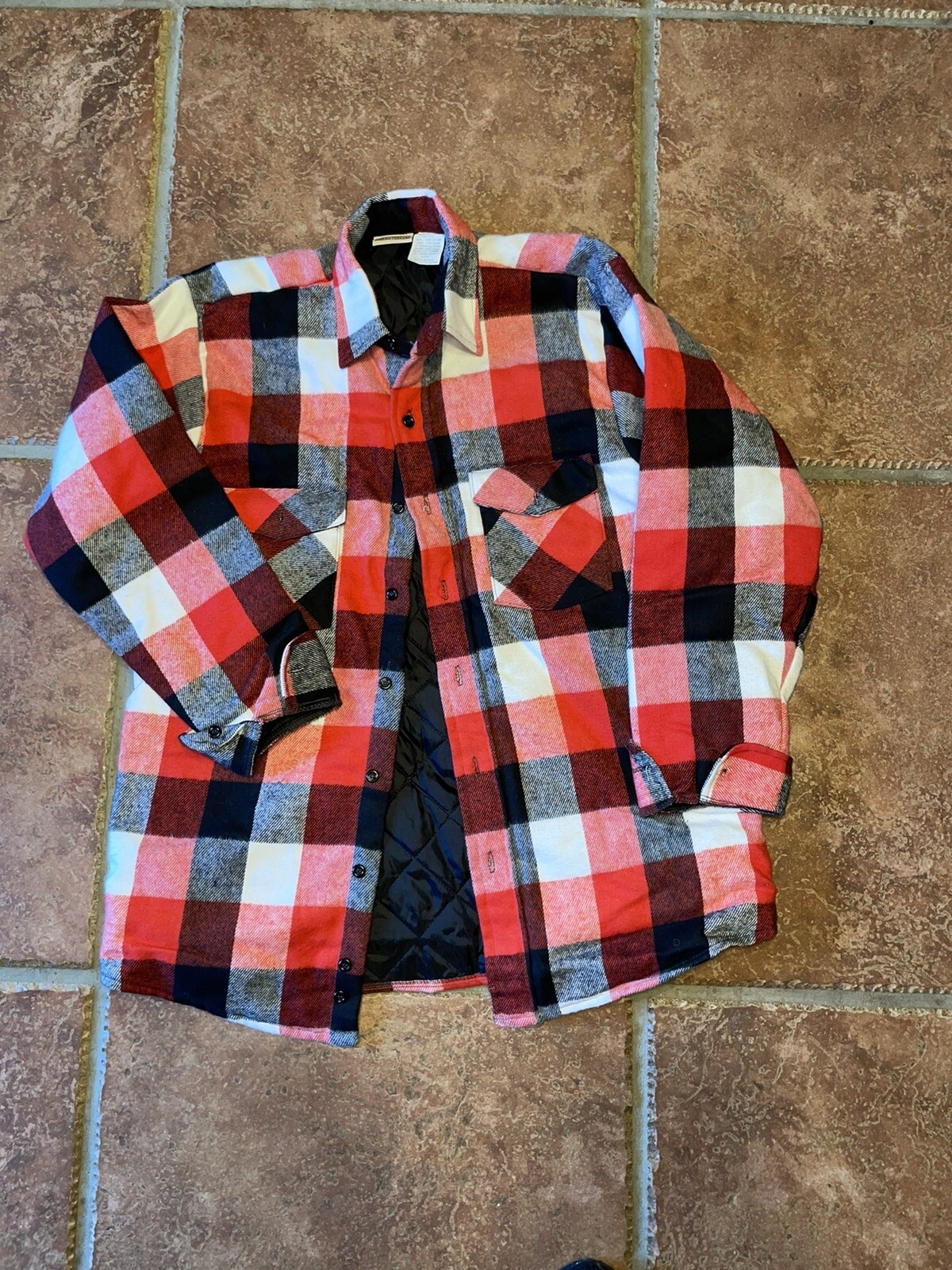 VINTAGE Field & Stream Mens (M) Plaid Cotton Insulate… Gem