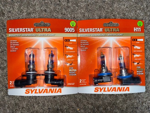 -NEW IN PACKAGING- Sylvania Silverstar Ultra -9005 & H11- HI/LO BEAM, (4 Bulbs)