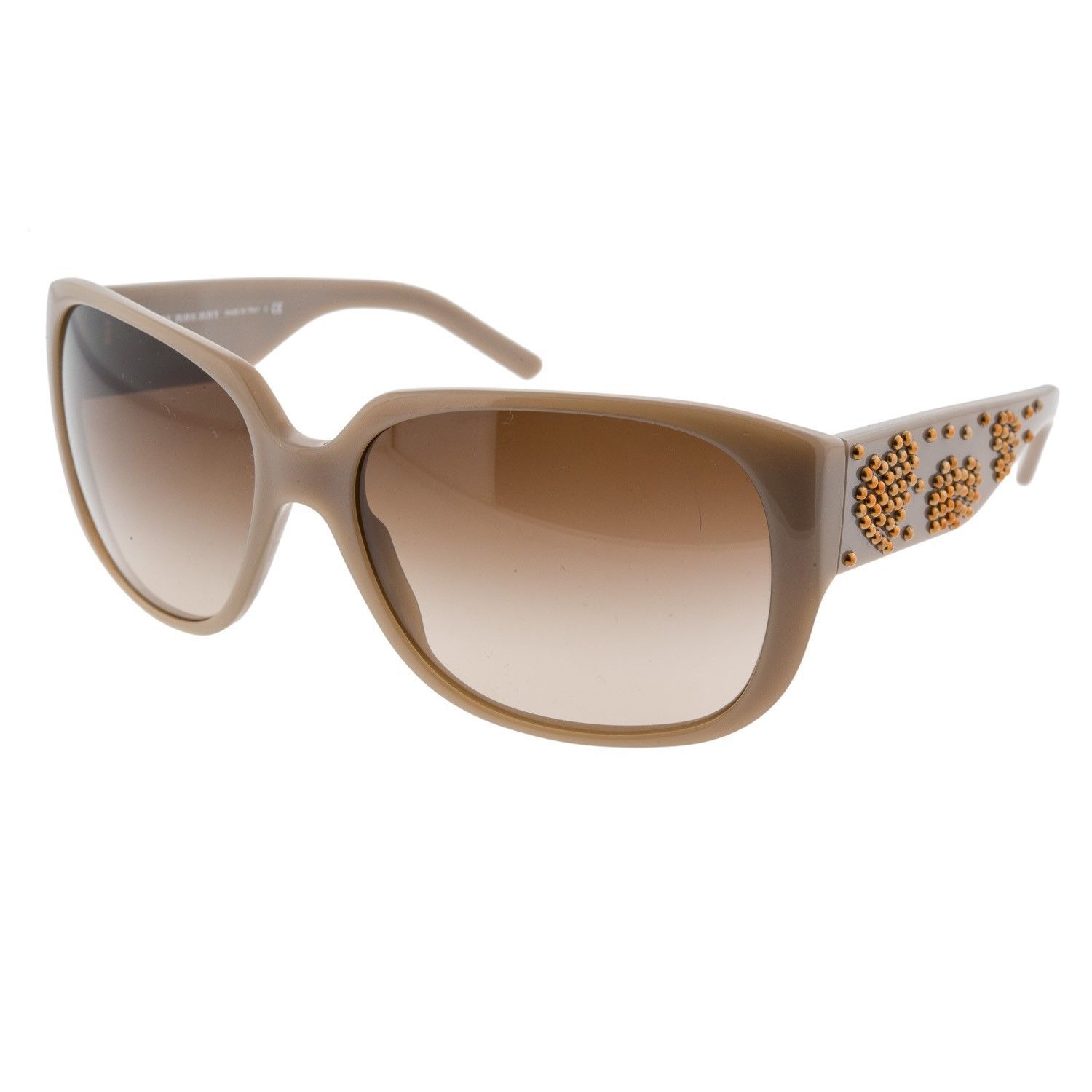 Женские солнцезащитные очки Burberry B 4096 бежевого цвета с бронзовой заклепкой 46690₽