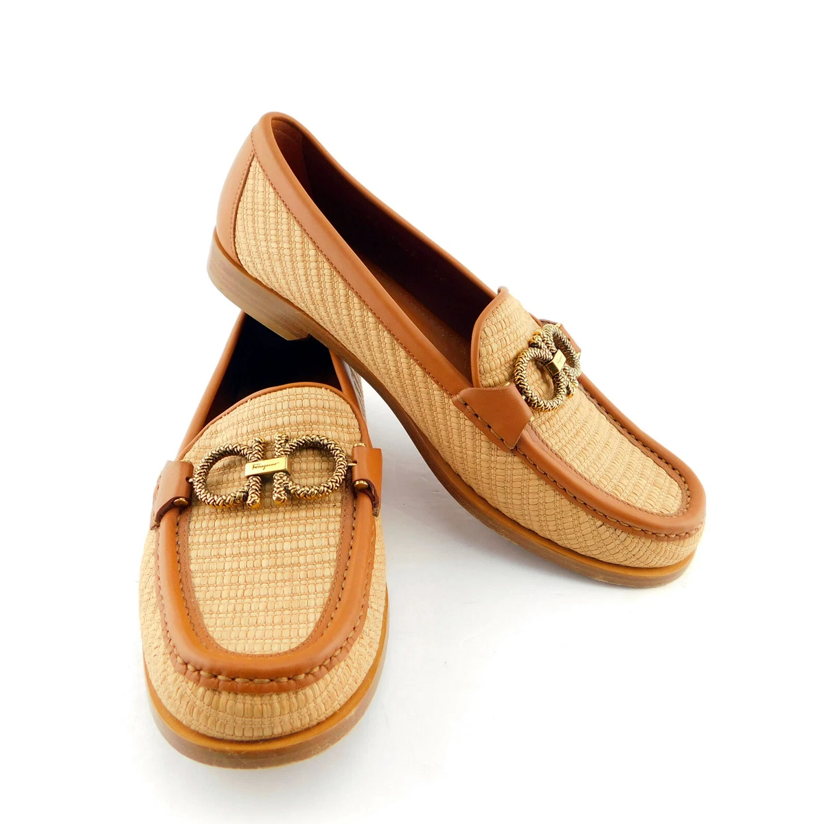 Salvatore Ferragamo Gancini Gold Loafers