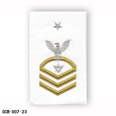 Draftsman White Sleeve Patch LG ~ US Navy E8 Senior Chief Petty Officer ~ NEW