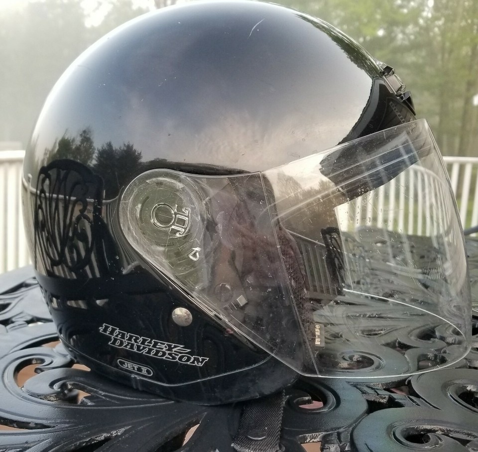 Harley Davidson Jet II Helmet Glossy Shiny Black Face Shield Unisex M