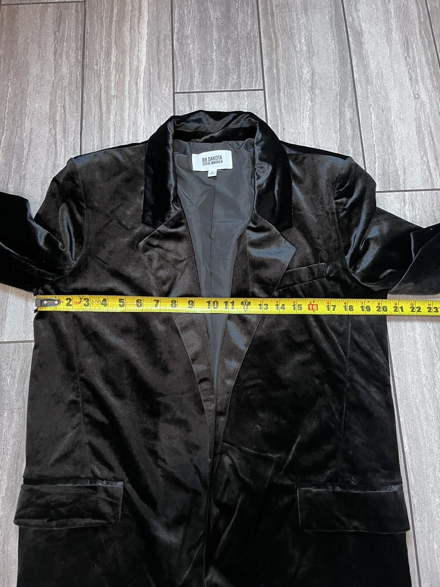 BB Dakota x Steve Madden Crush A Lot Velvet Blazer in Black Size