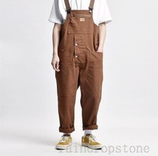 Retro Men's Japanese Style Overalls Bib Overalls Pants Loose Suspenders Trousers