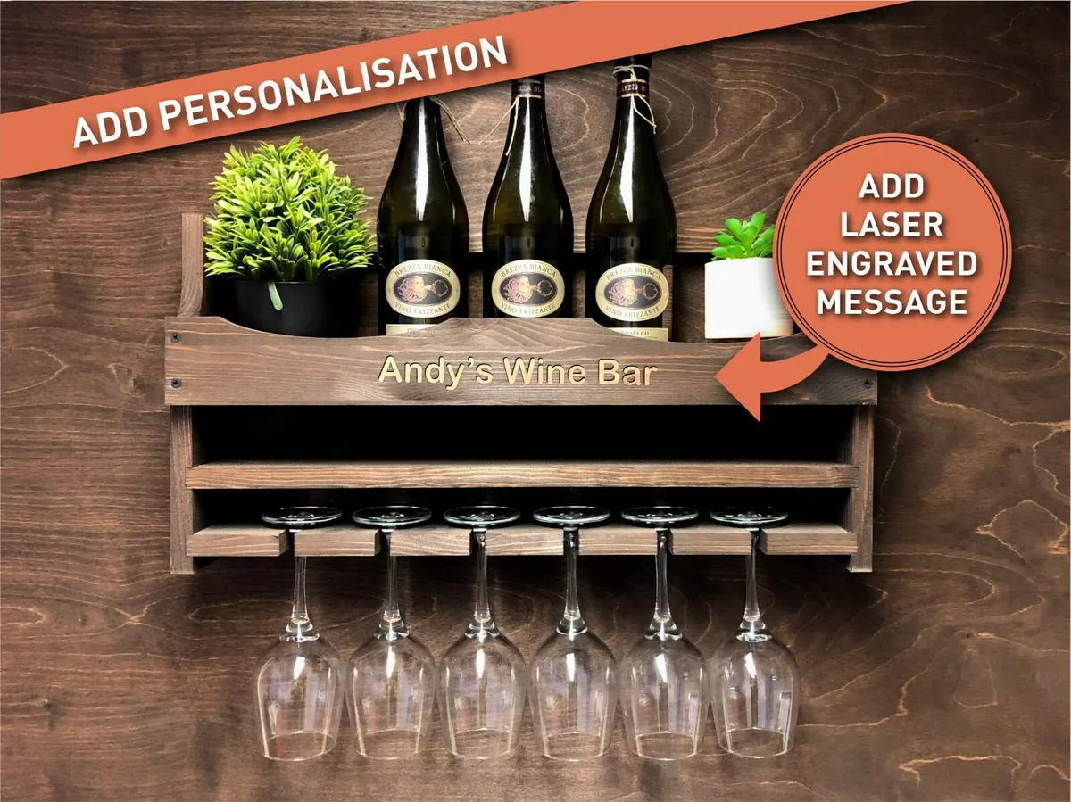 Rustic wine glass shelf sale