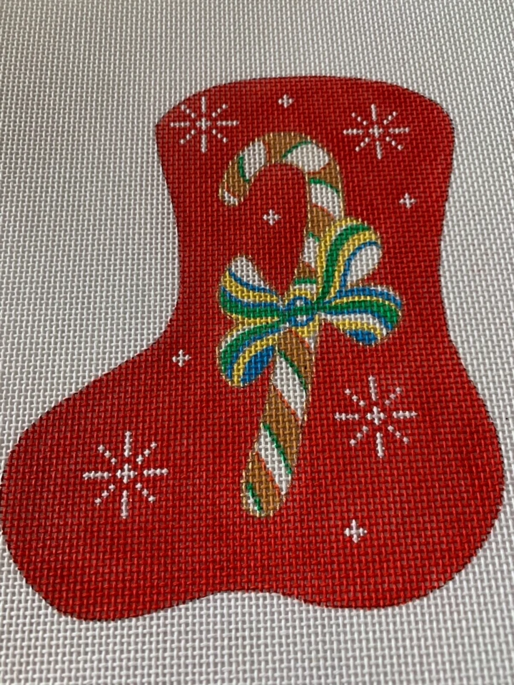 Handpainted Needlepoint Canvas,18 mesh Candy Cane Christmas Stocking JWPO#024 - Image 2 of 2