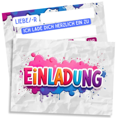 8er Einladungskarten Kindergeburtstag für Jungen & Mädchen Graffiti für Kinder