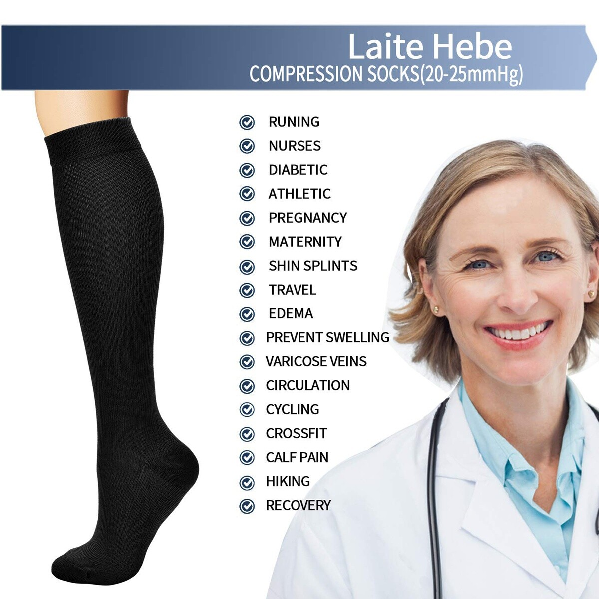 SAOLA Calze al ginocchio a compressione in nylon microfibra super morbide resistenti all'alta pressione