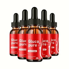  5 Pack Gluco Pure Liquid Drops, GlucoPure Blood Sugar  Pressure Support