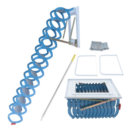 ??12 Stufen Loft Wand klappbar Pulldown Dachboden Decke Leiter Treppe 1102,3 lbs - Bild 20 von 24